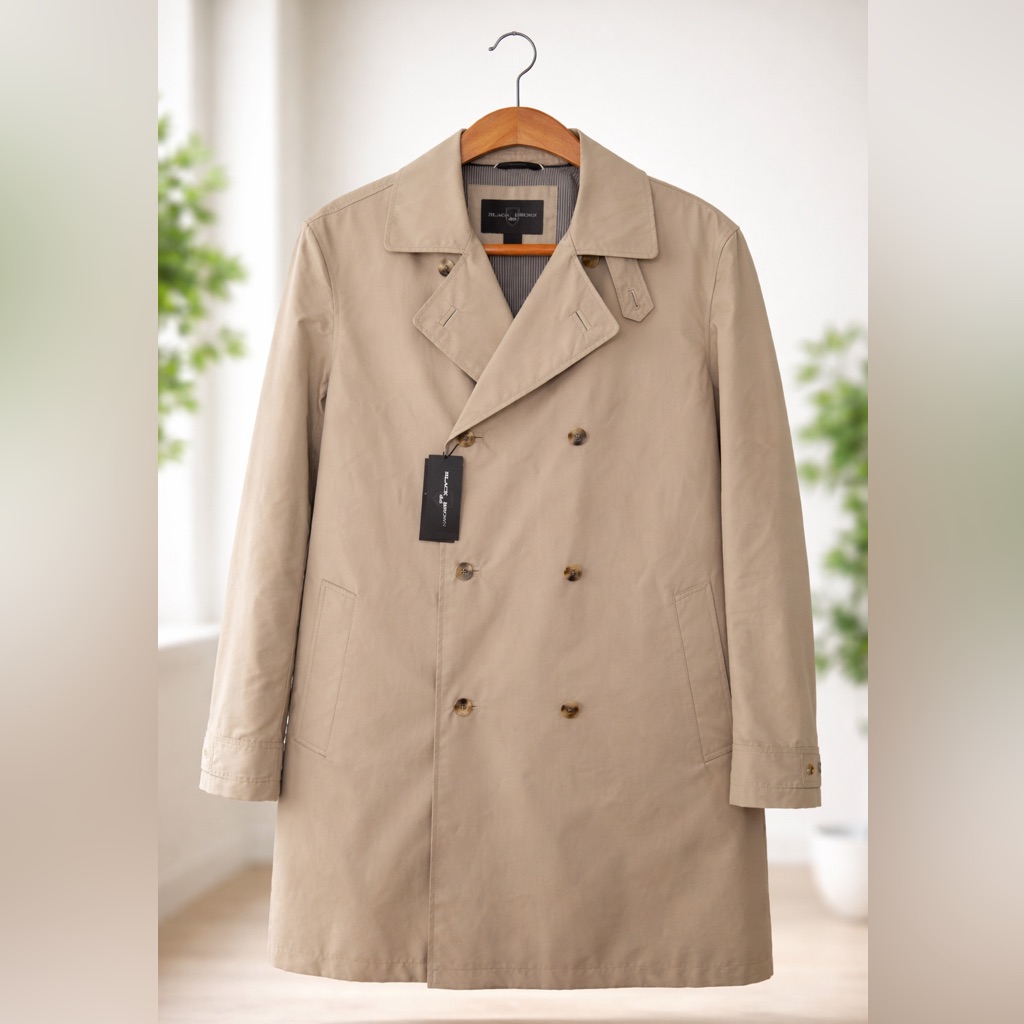 Nwt Black Brown 1826 Men's Tan Double-Breasted Trench Coat